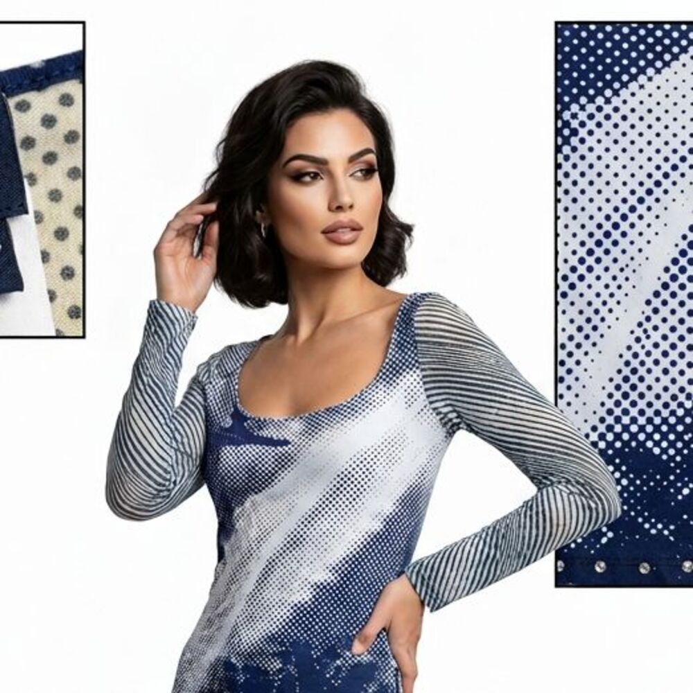 Gianfranco Ferré Blue Graphic Long Sleeve Top IT M Designer